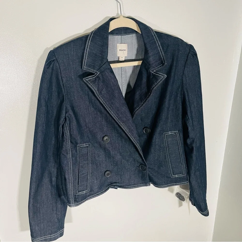 NWT Anthropologie Maeve Boxy Rinsed Denim Blazer